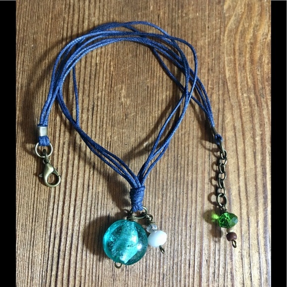 Blue and White Beaded Ladies Beach Necklace, Handmade Ladies Beaded Necklace - Picture 4 of 5